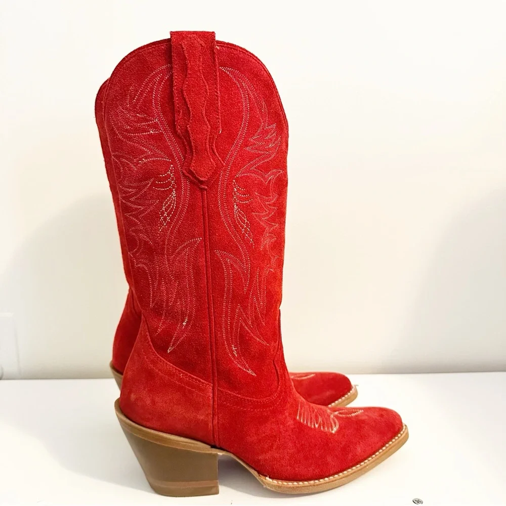 IDYLLWIND WOMEN'S CHARMED LIFE SUEDE WESTERN BOOTS - ROUND TOE RED - Picture 6 of 10